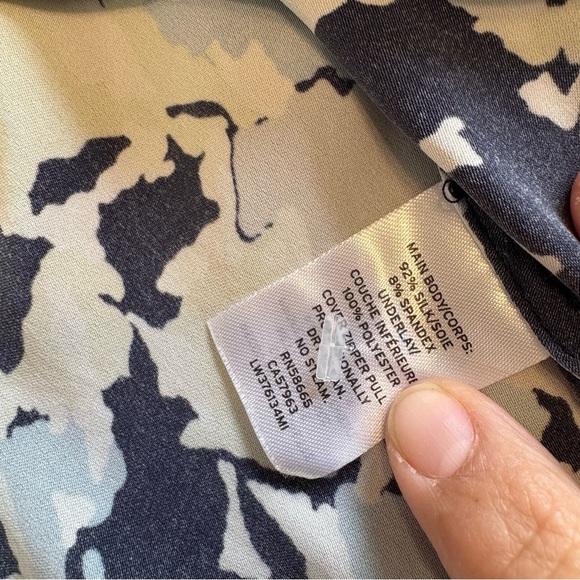 Lewit Silk Flounce Dress Ruffle Blue Green A-Line Printed Womens 6 Short Sleeve - Picture 11 of 12